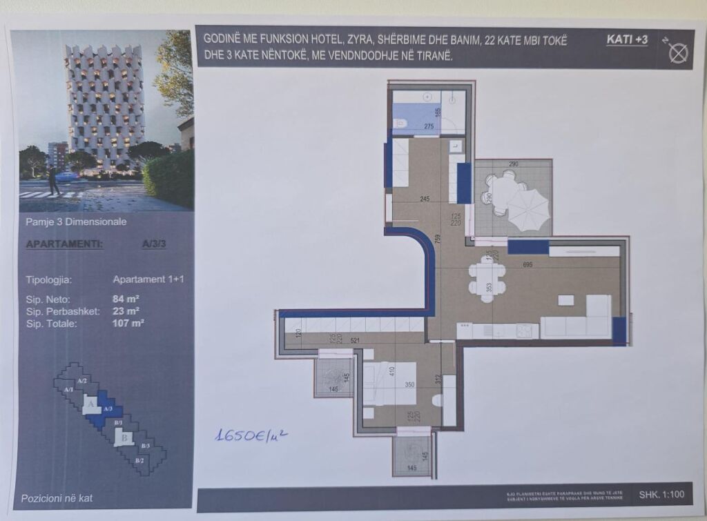 Apartament Luksoz 1+1 në shitje – Kati i 3-të,5 maji (okazion)