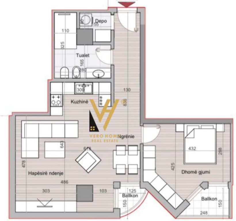 SHITET APARTAMENT 1+1+2 BLK TE HORA VERTICALE 232.000 EURO