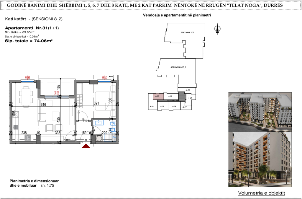 Apartament 1+1 ne shitje "West Residence" Spitali Durres