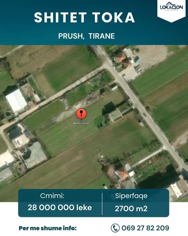 LAND FOR SALE IN PRUSH 2700 M2 - TIRANA