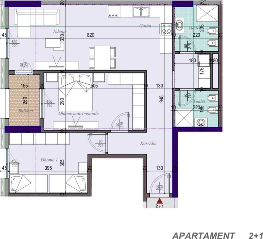 ✨Apartment 2+1+2 for Sale 📍Ish Dogana, Tirana Entry 3