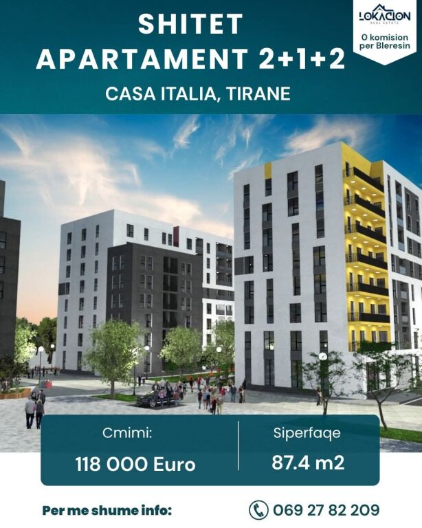 SHITET APARTAMENT 2+1+2- PRANE CASA ITALIA , TIRANE