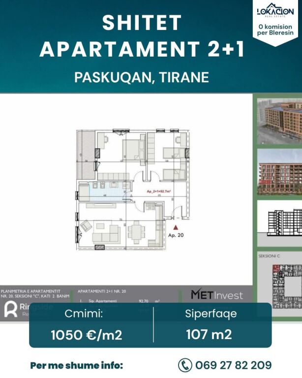SHITET APARTAMENT 2+1 - PASKUQAN , TIRANE