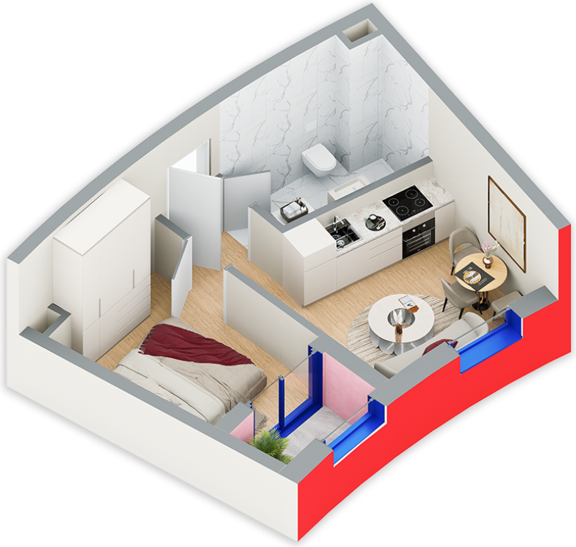 Apartament 1+1 Rezidenca Ballada Farkë 67.000 euro
