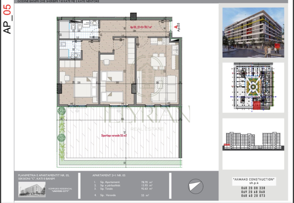 Apartment 2+1 in Univers City with Large Veranda + Parking Spot