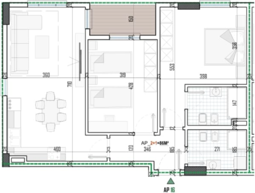 SHITET APARTAMENT 2+1 – Paion Residence, Paskuqan