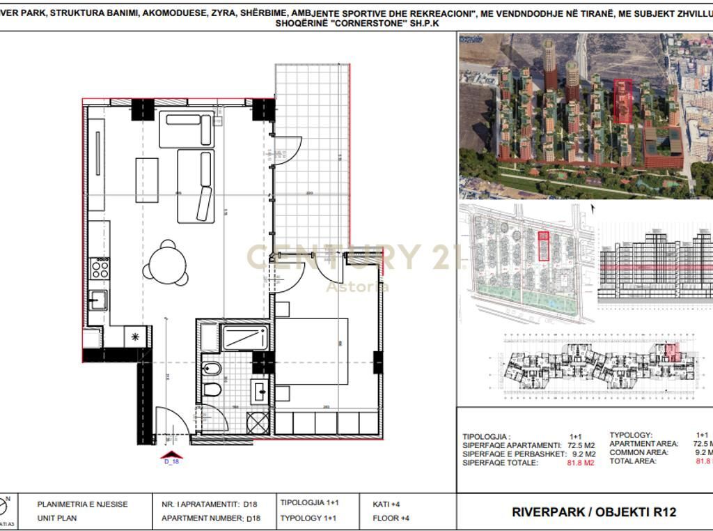 Shitet apartament 1+1, River Park Residence