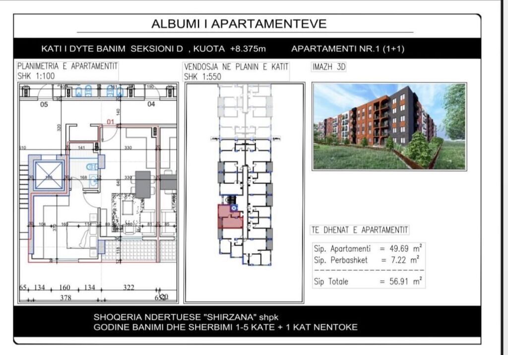 Shitet apartament 1+1 ne Paskuqan tek Liqeni