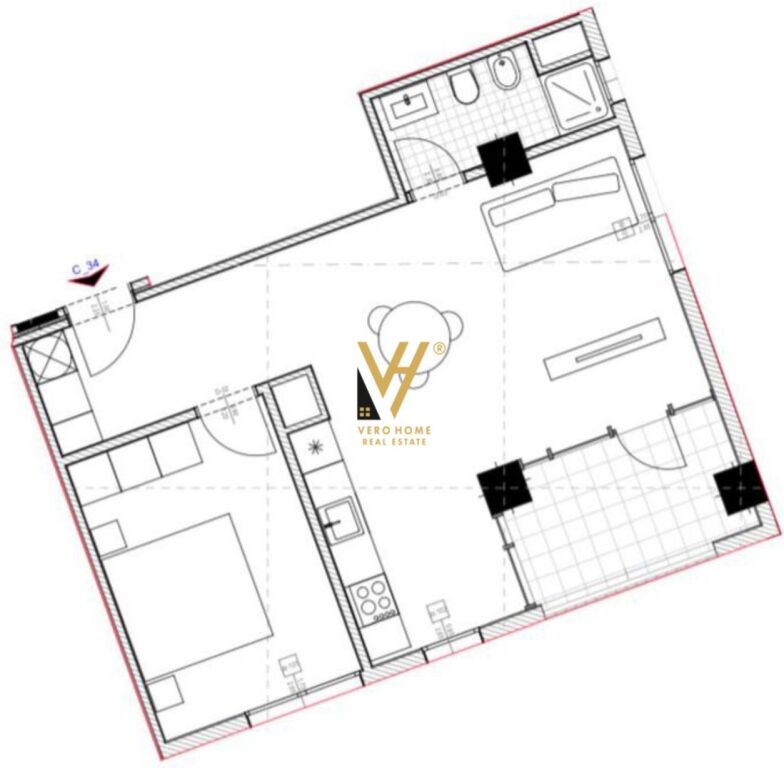 SHITET APARTMENT 1+1+BLK TEK RIVER PARK, ASTIR 88.000 EURO