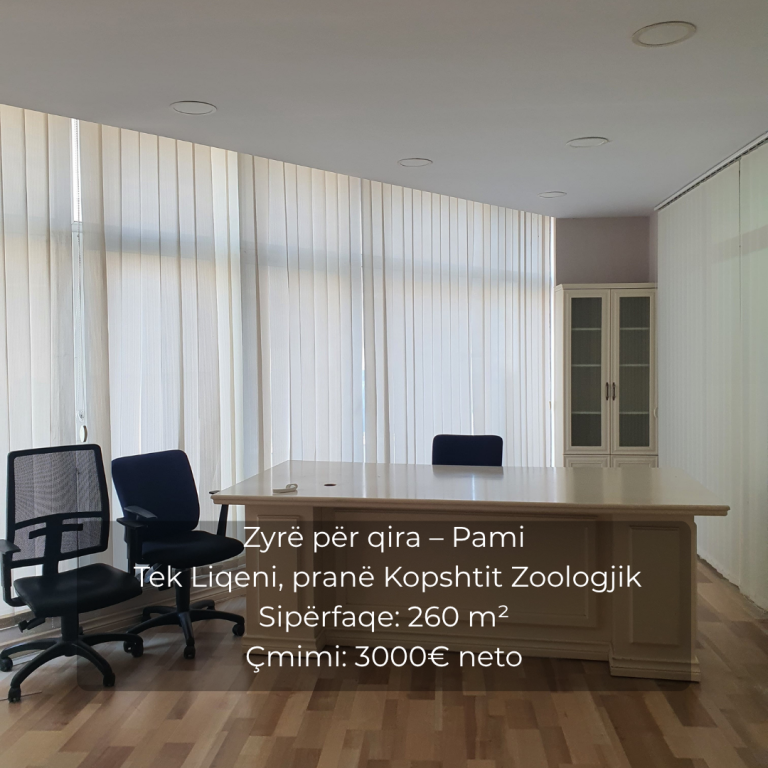 ZYRË PËR QIRA – Pami 📍 Tek Liqeni, pranë Kopshtit Zoologjik
