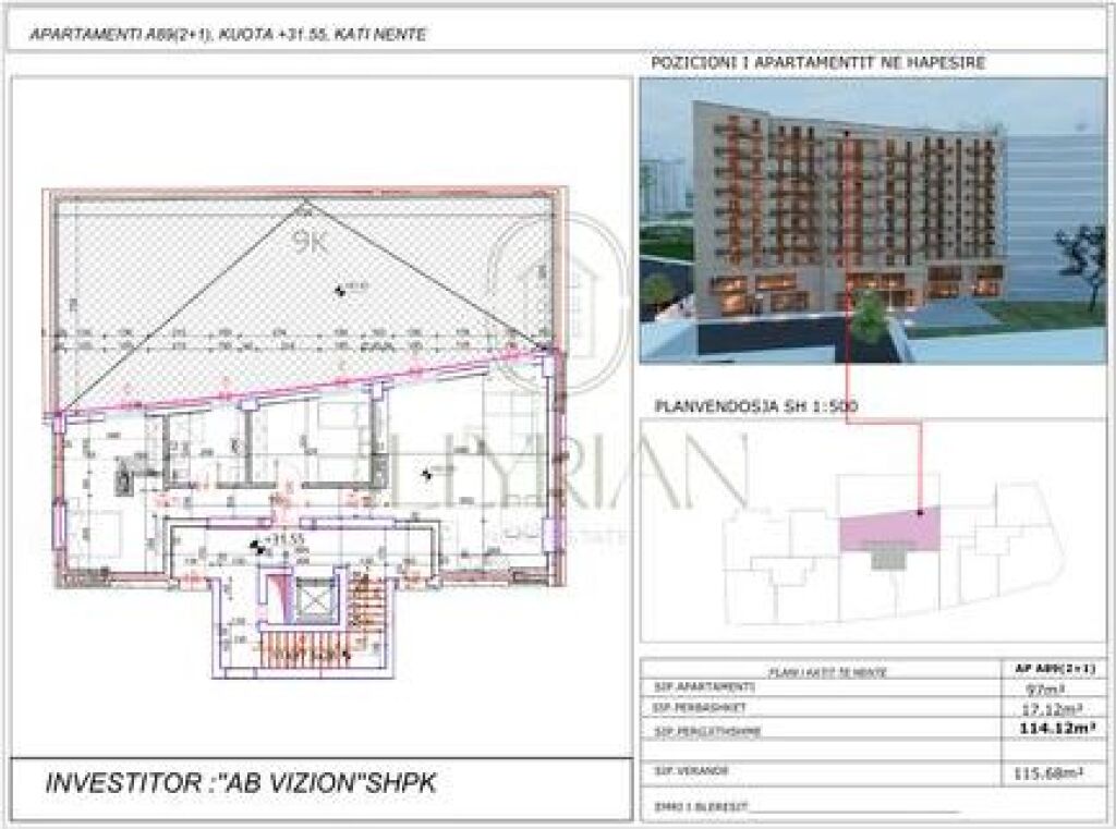 Shitet apartament 2+1 me super verandë – Ali Demi Një mundësi e rrallë për banim luksoz në katet e fundit, me hapësira të mëdha dhe pamje të hapur.