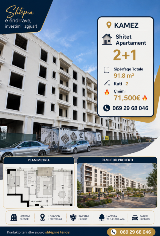 Appartamento 2+1 Venatino in vendita, Kamez