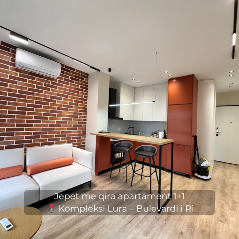 Apartament me qira 1+1 📍 Kompleksi Lura – Bulevardi i Ri