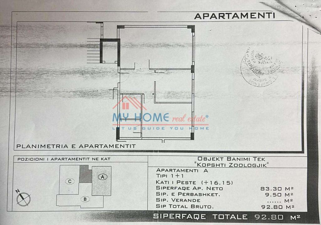 Apartment 2+1+2 for sale near the Zoo in Tirana