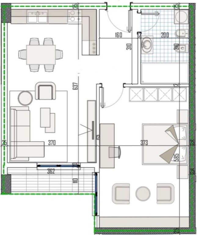 Appartamento 1+1 in vendita presso Residenza Apollo a Paskuqan.