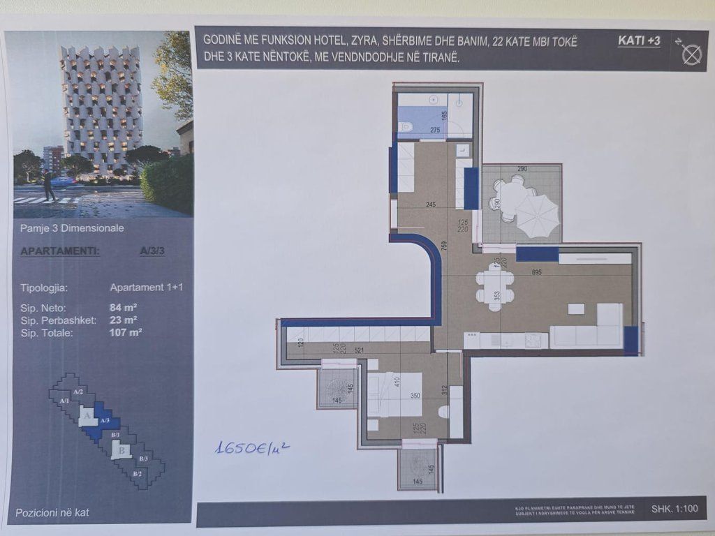 Apartament Luksoz 1+1 në shitje – Kati i 3-të,5 maji (okazion)