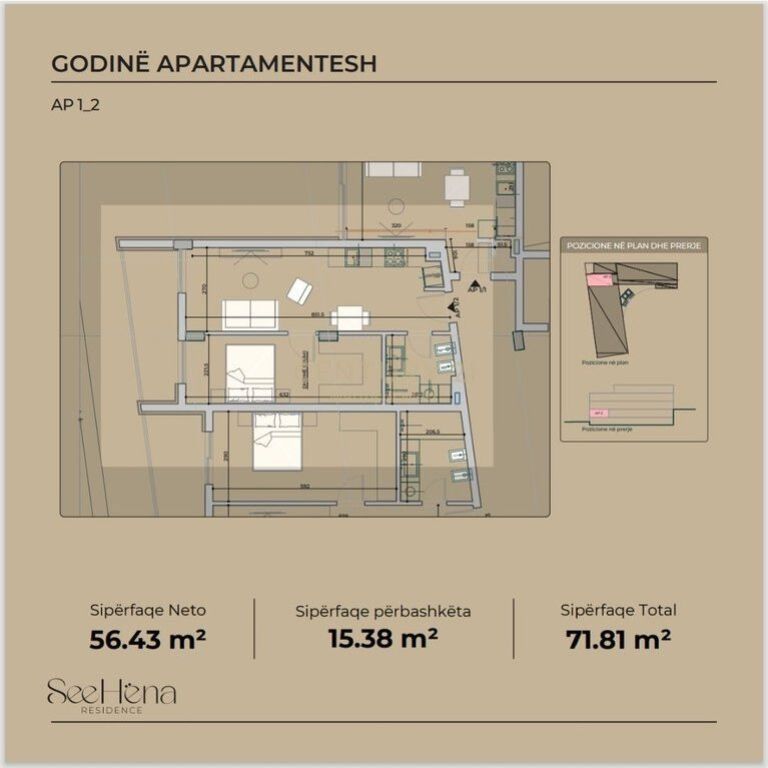 Apartament 1+1 për shitje në SeeHëna Residence- Mjull Bathore!