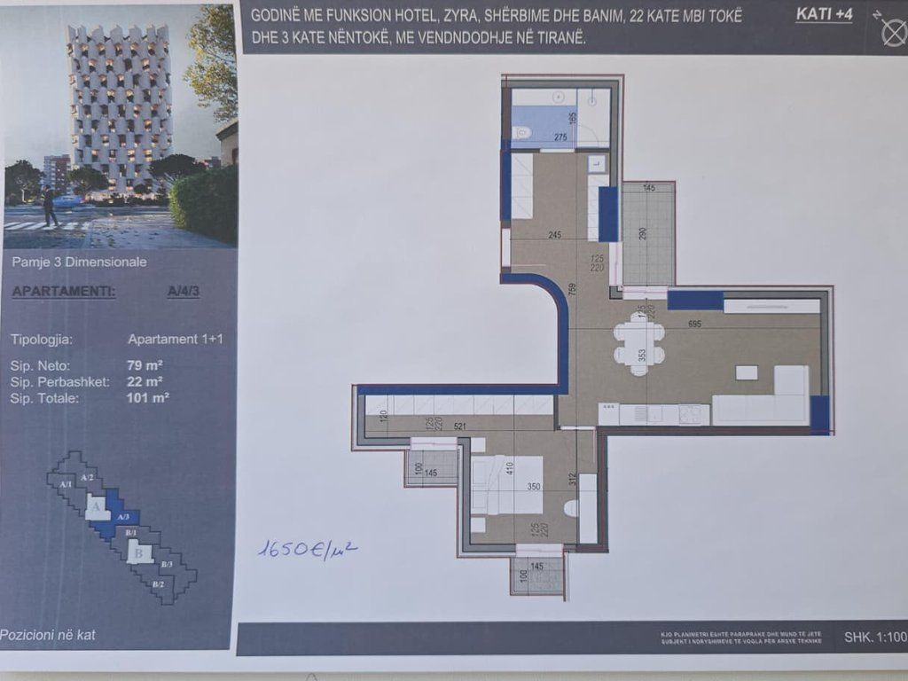 Apartament Luksoz 1+1 në shitje – Zona 5 Maji, Tiranë