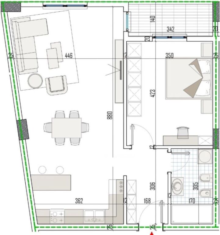 Appartamento 1+1 in vendita presso Residenza Apollo a Paskuqan.
