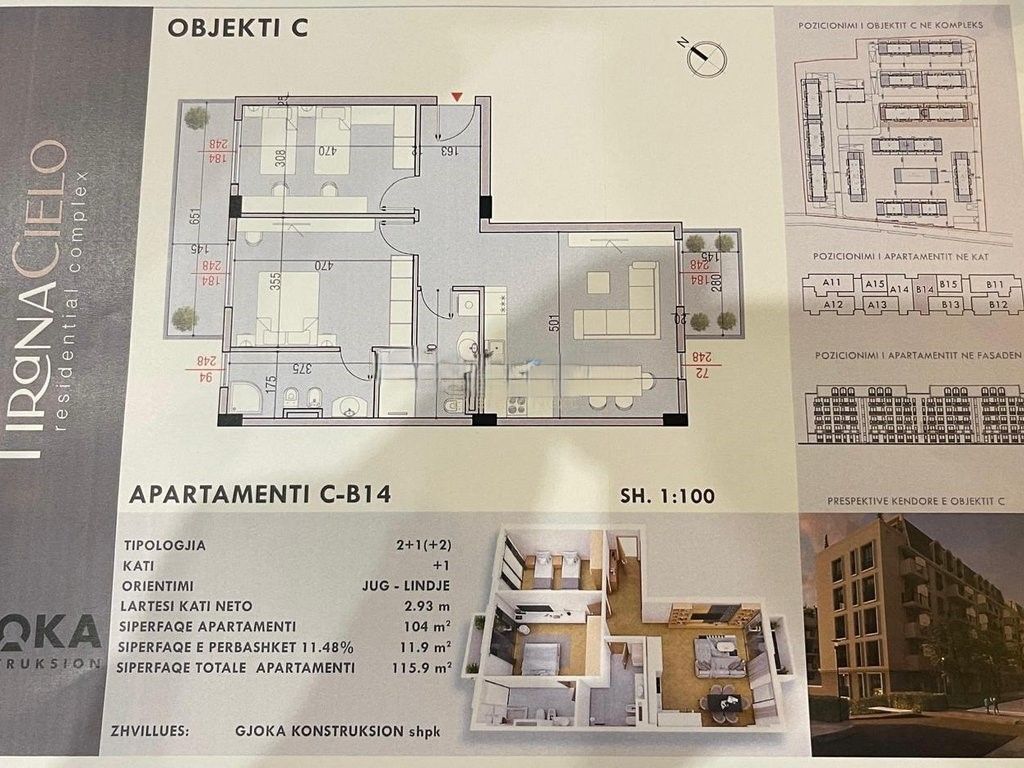 TIRANA CIELO RESIDENCE – APARTAMENT 2+1+2 PËR SHITJE