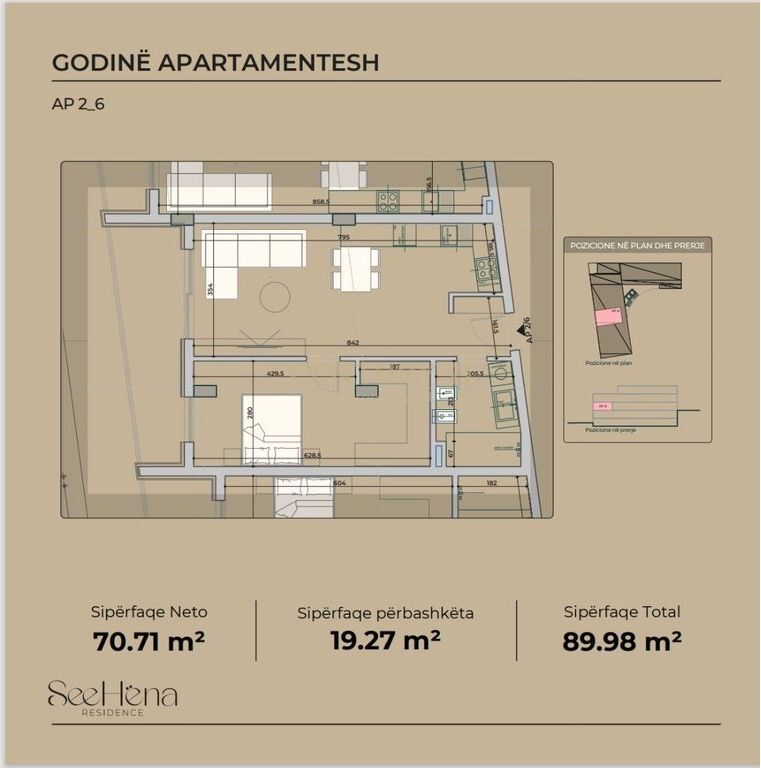 Apartament 1+1 për shitje në SeeHëna Residence- Mjull Bathore!