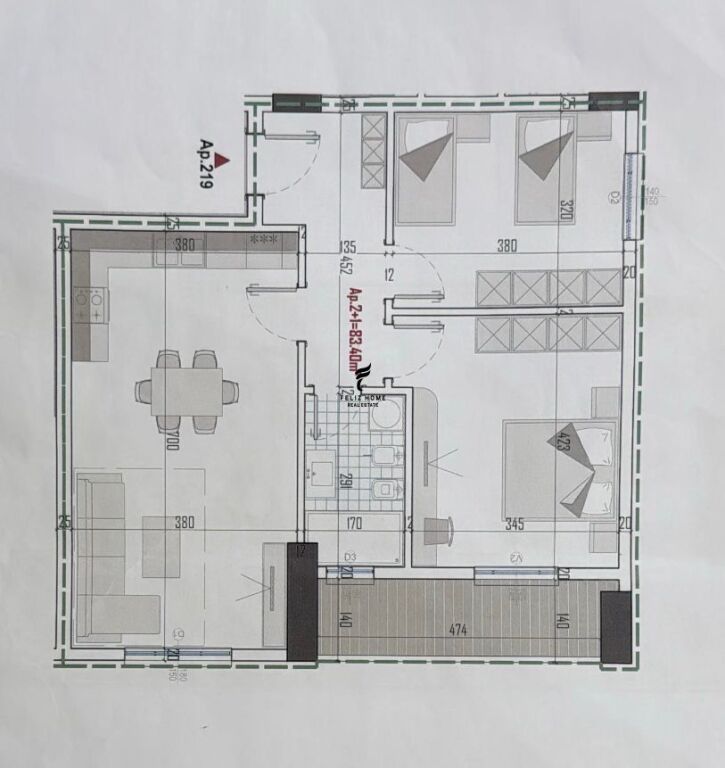 SHITET APARTAMENT 2+1 KAMEZ 87.000 EURO FH-71868