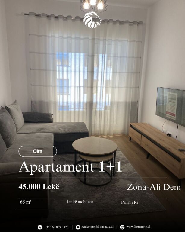 APARTAMENT 1+1 ME QIRA – REZIDENCA KAIMI, ALI DEMI, TIRANË 🏢