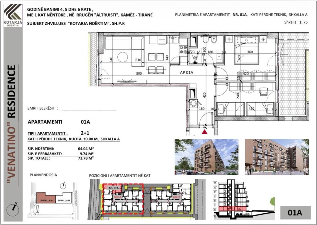Apartament ne shitje 2+1