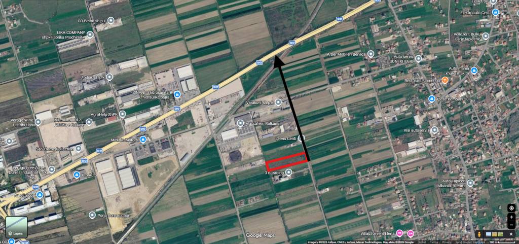 Autostrada Tirane Durres, shes toke, 9.456 m²