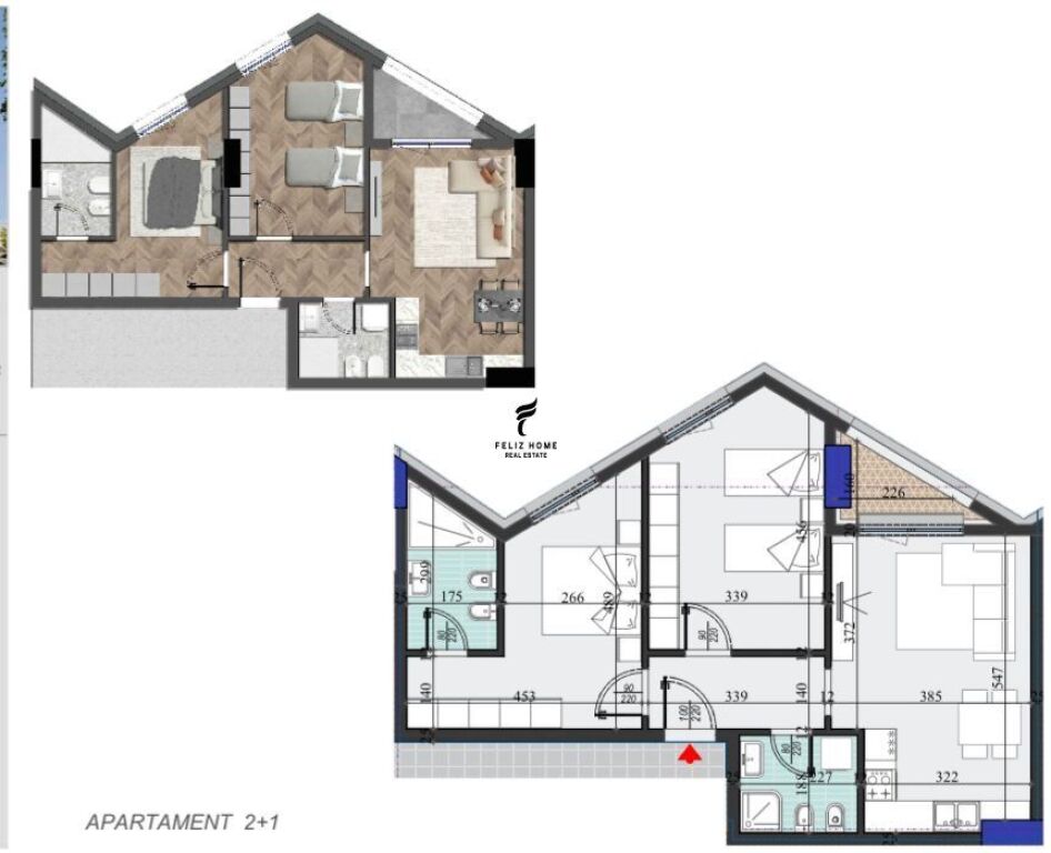 SHITET APARTAMENT 2+1 LAPRAKE 170.000 EURO FH-72380