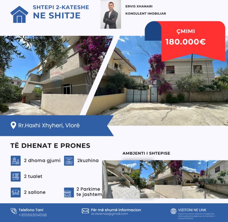 🔥 Private house for sale in Vlora, Haxhi Xhyheri Street, near the Trans-Balkan road