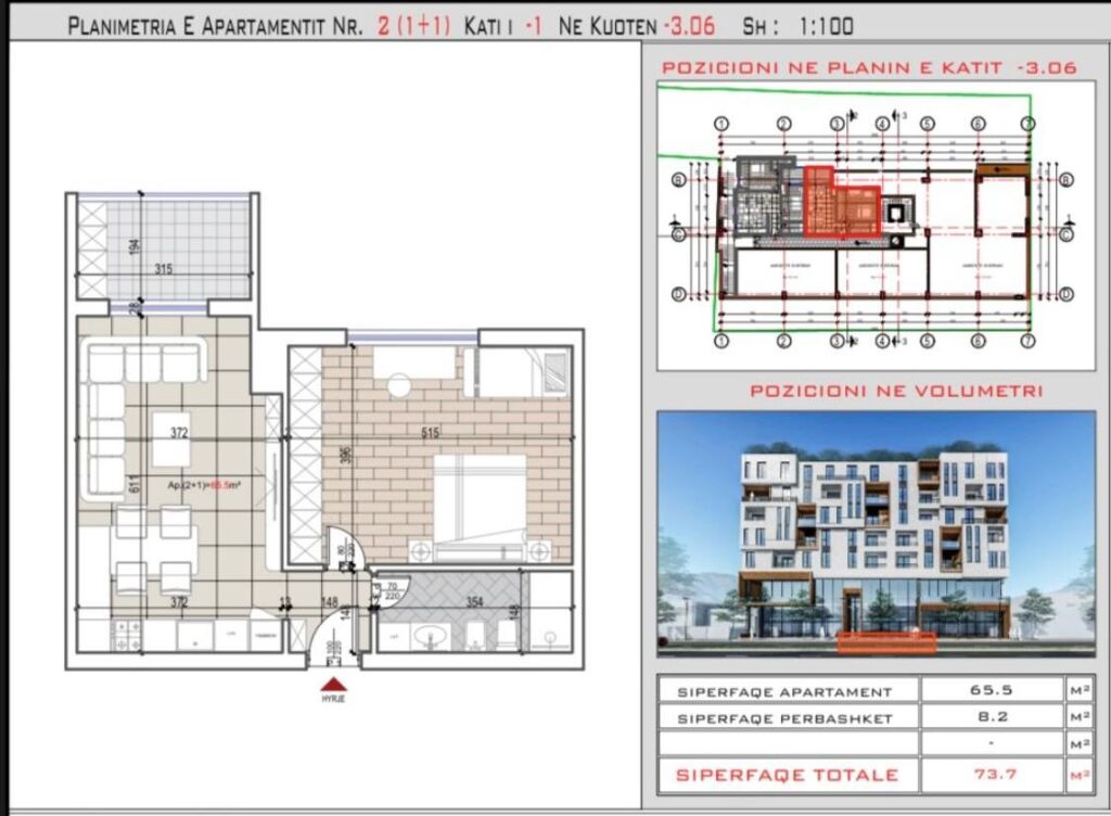 Vendita | Apartament 1 + 1 | Shkolla Bashkuar | 118000 €