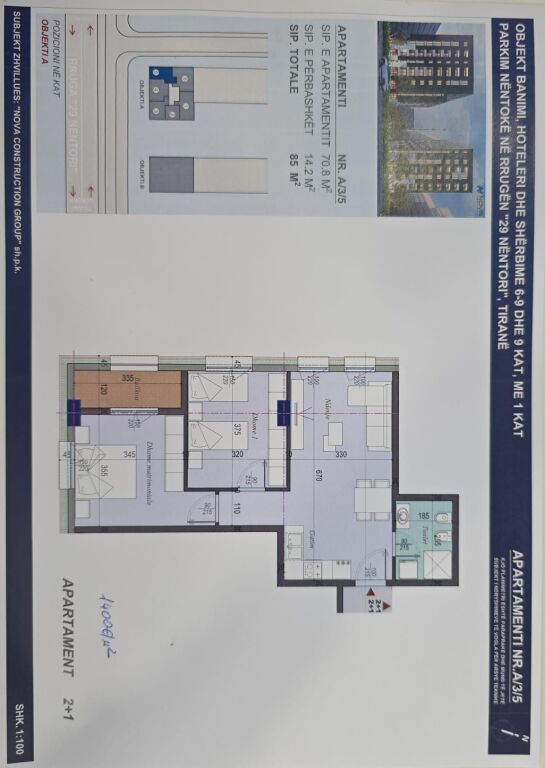 😲 Shitet AP: 2+1+1Wc &amp; Ballkon📍(Ish Shqiponja ) 🔵 Kompleksi Tirana Entry III 🔵85 m² 🔆 119K 🔥 Planimetri Jug - Perëndim 💥