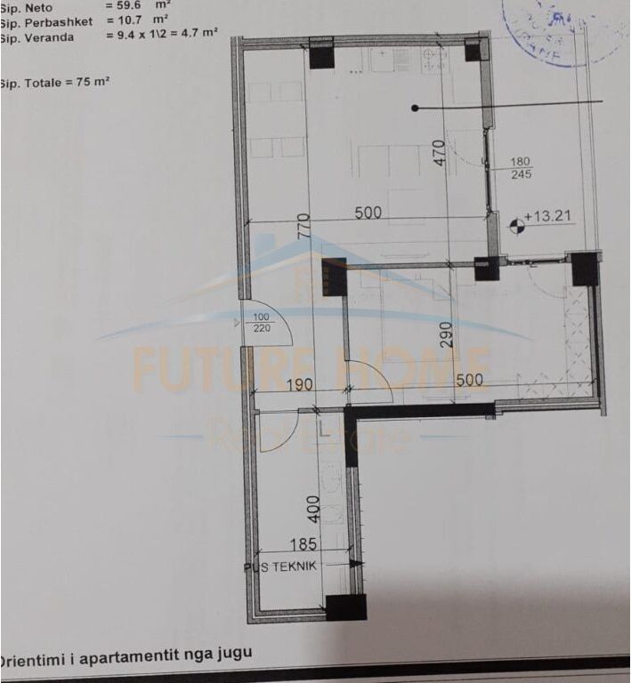 Apartment 1+1+Veranda for Sale, Aura Complex, Dritan Hoxha