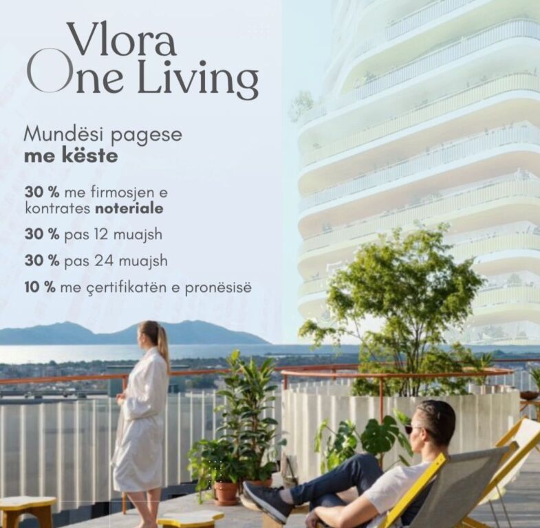Apartament për shitje Vlorë Shqipëri 500 metra larg detit, Ndërtesë e re