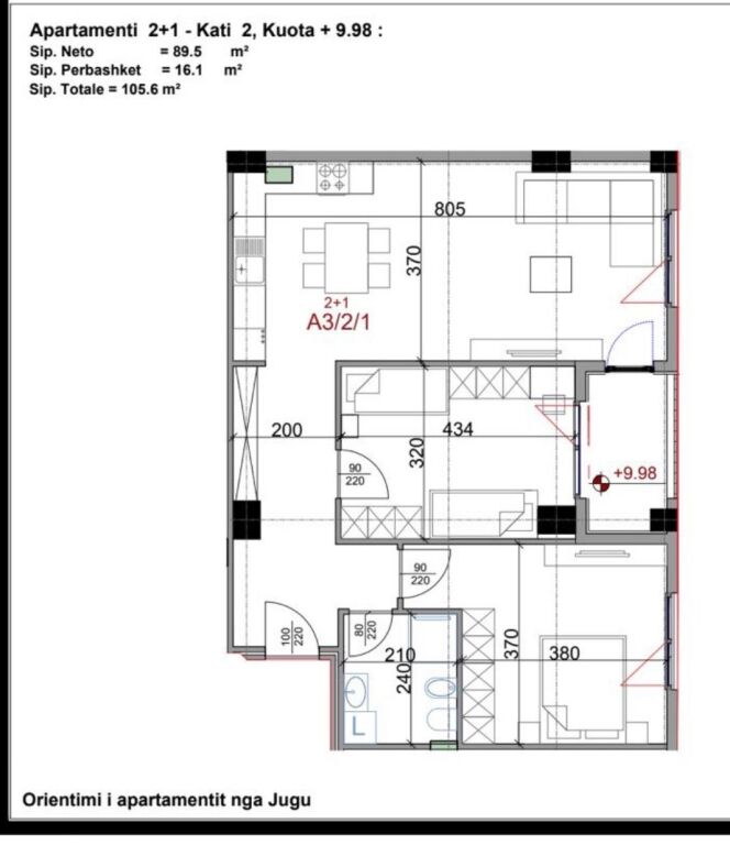 Apartament 2+1 për shitje te Aura Residence