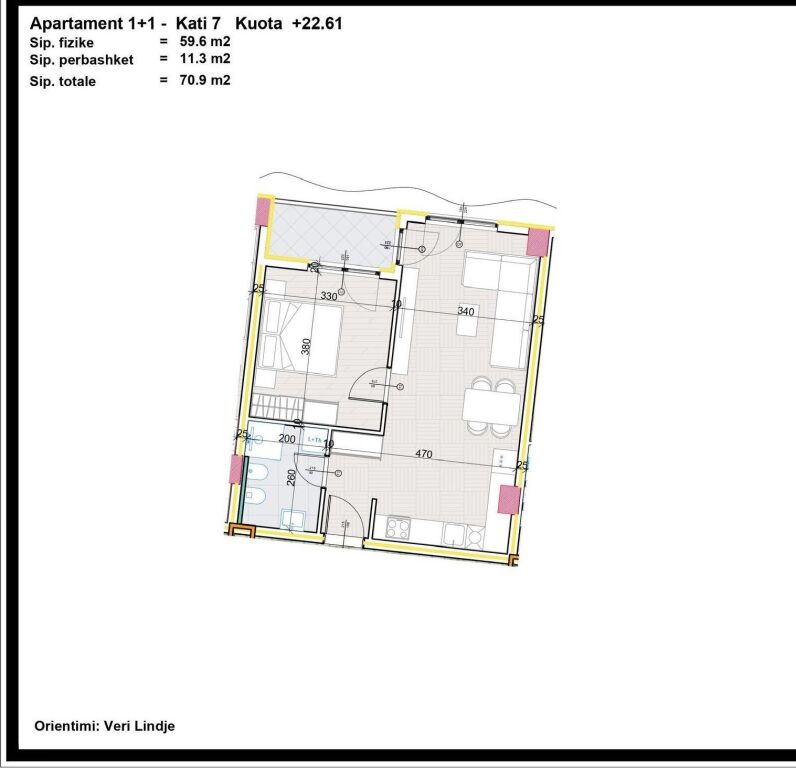 In vendita | Appartamento 1+1 al 7° piano presso Aluna Residence, Paskuqan