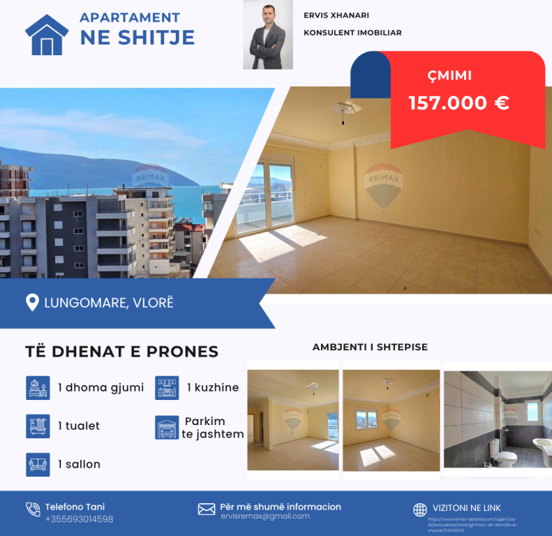 PREMIUM 1+1 APARTMENT FOR SALE – LUNGOMARE, VLORË