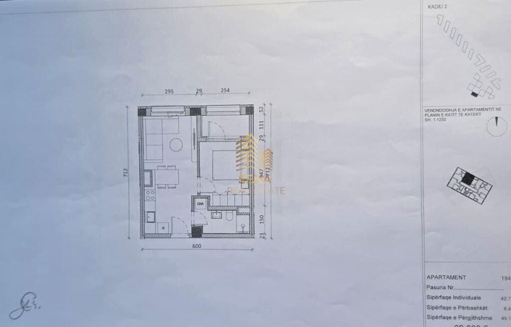 Shitet, Okazion Apartament 1+1+Blk, Ali Demi- Rezidenca Kadiu, 71.000 Euro
