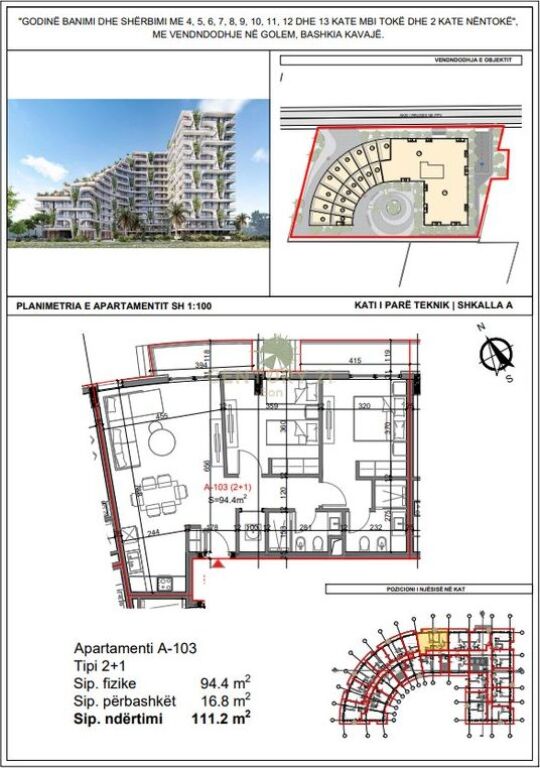 SHITET APARTAMENT 2+1 NE REZIDENCEN "TIKTAALIK" NE QERRET ! MUNDESI PAGESE ME KESTE !