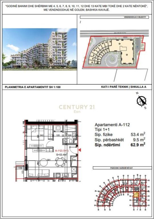 SHITET APARTAMENT 1+1 NE REZIDENCEN "TIKTAALIK" NE QERRET ! MUNDESI PAGESE ME KESTE !