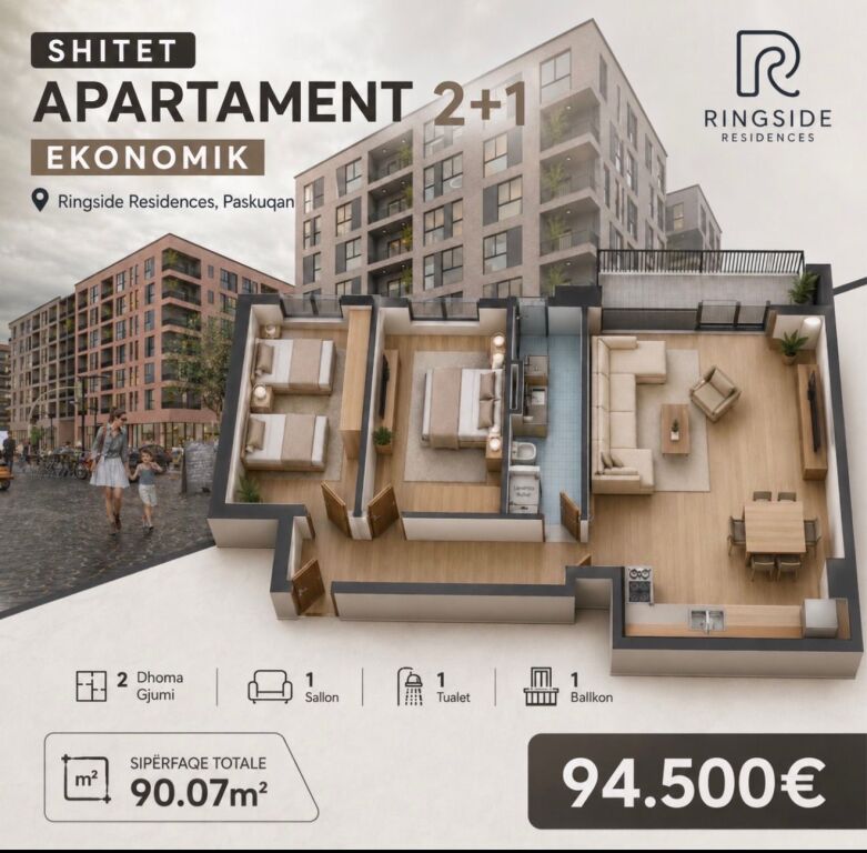 Appartamento 2+1 in vendita RingSide, Paskuqan