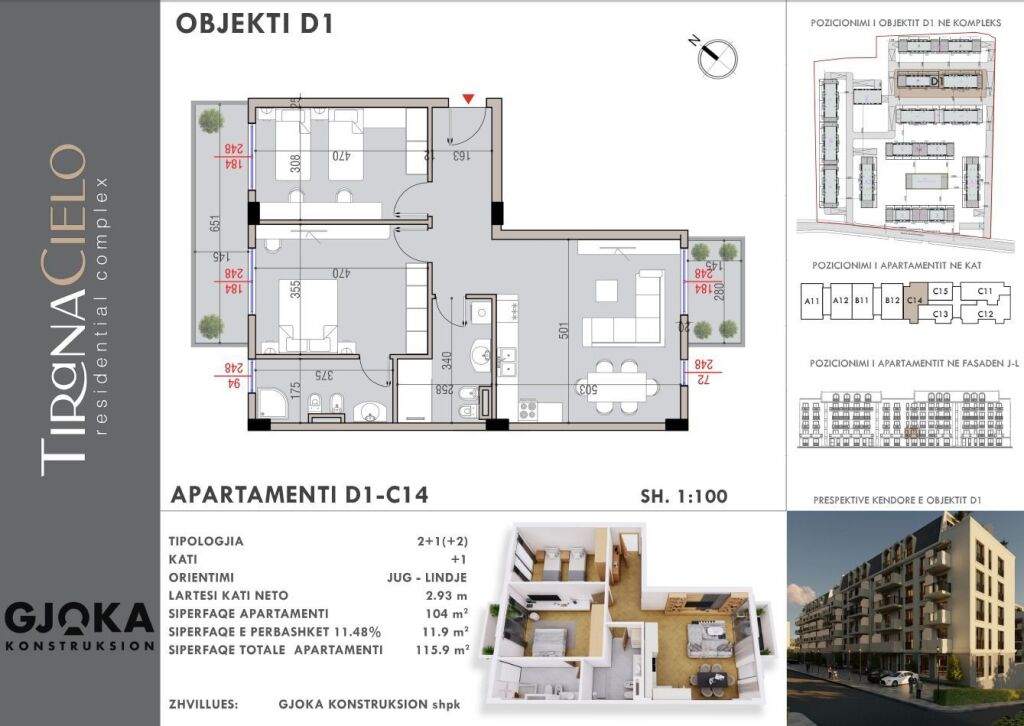 OKAZION ! SHITEN 2 APARTAMENTE NE KOMPLEKSIN TIRANA CIELO 1700 €/M2
