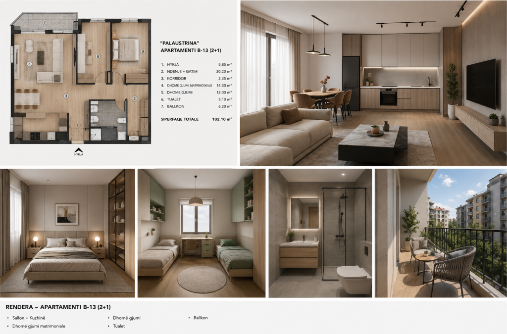 * Apartment 2+1 | Ali Demi – Bajram Curri Boulevard