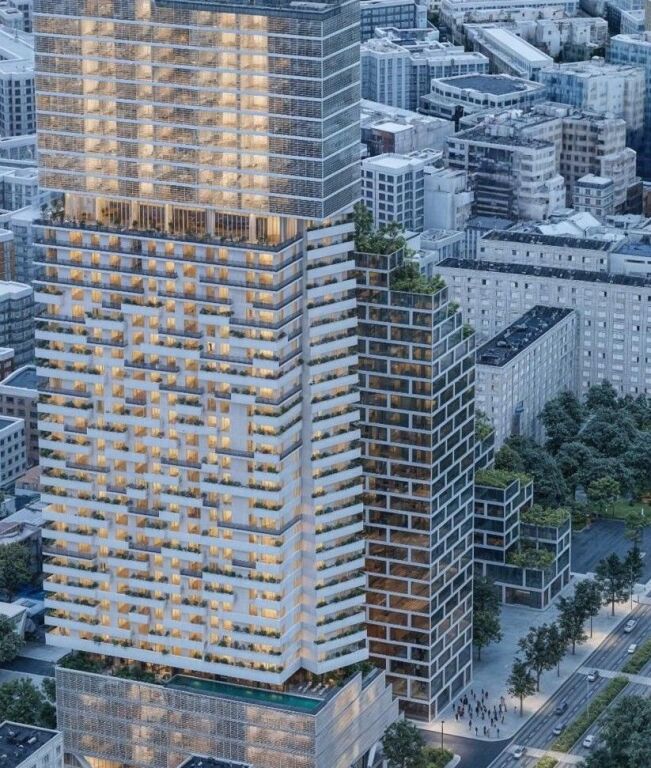 ▫️Apartment 1+1 for sale in one of the most prestigious towers in Tirana, part of The Fourty Four Tower.