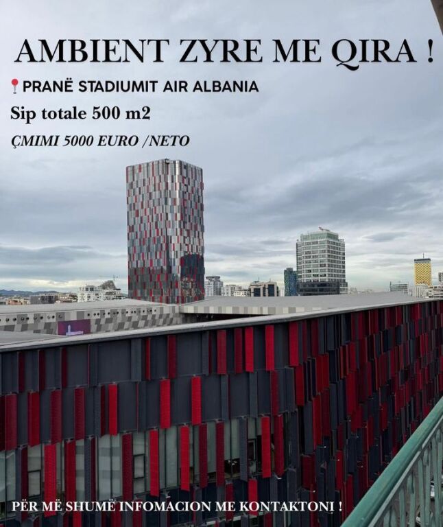 OFFICE SPACE FOR RENT, LOCATED NEAR THE "AIR ALBANIA" STADIUM, TIRANA!
