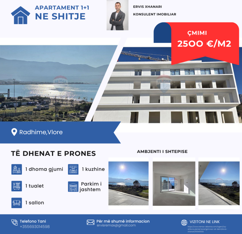 🌊 APARTAMENTE 1+1 NË SHITJE – RRADHIMË, VLORË ✨