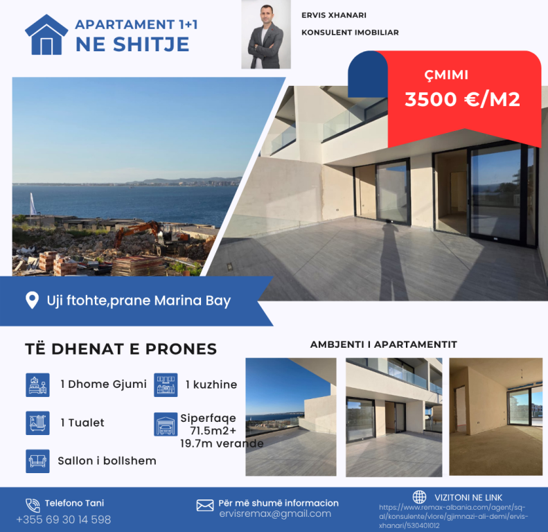 Apartament 1+1 me pamje nga deti dhe verande