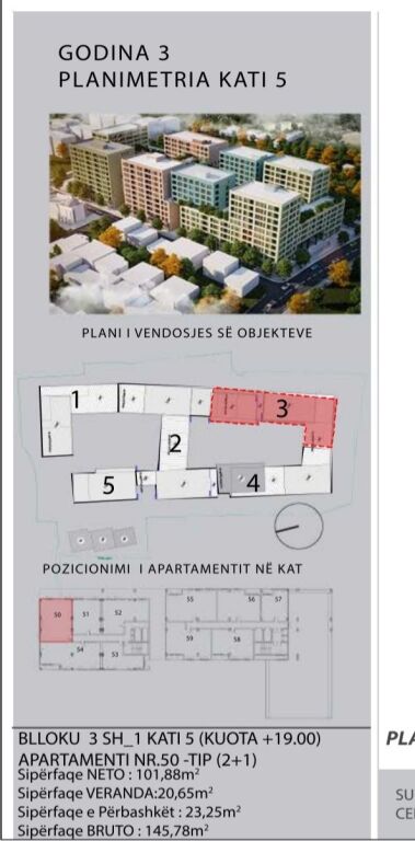 SHITET APARTAMENT 2+1+2 me Verande - PORCELAN, TIRANE