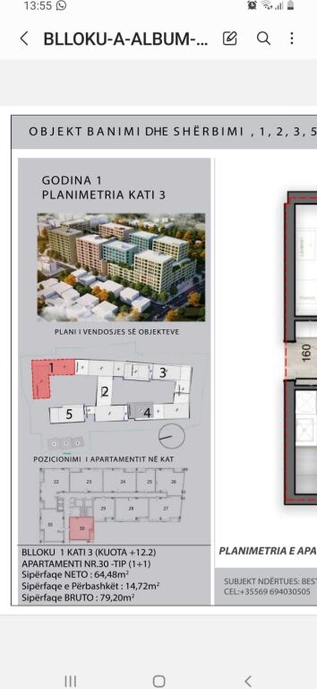 SHITET APARTAMENT 1+1 +2 - PORCELAN, TIRANE